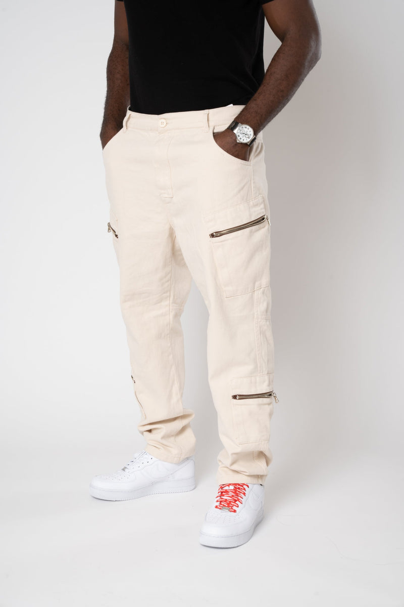 PANTS OVER BEIGE CERNIERA LATERALE