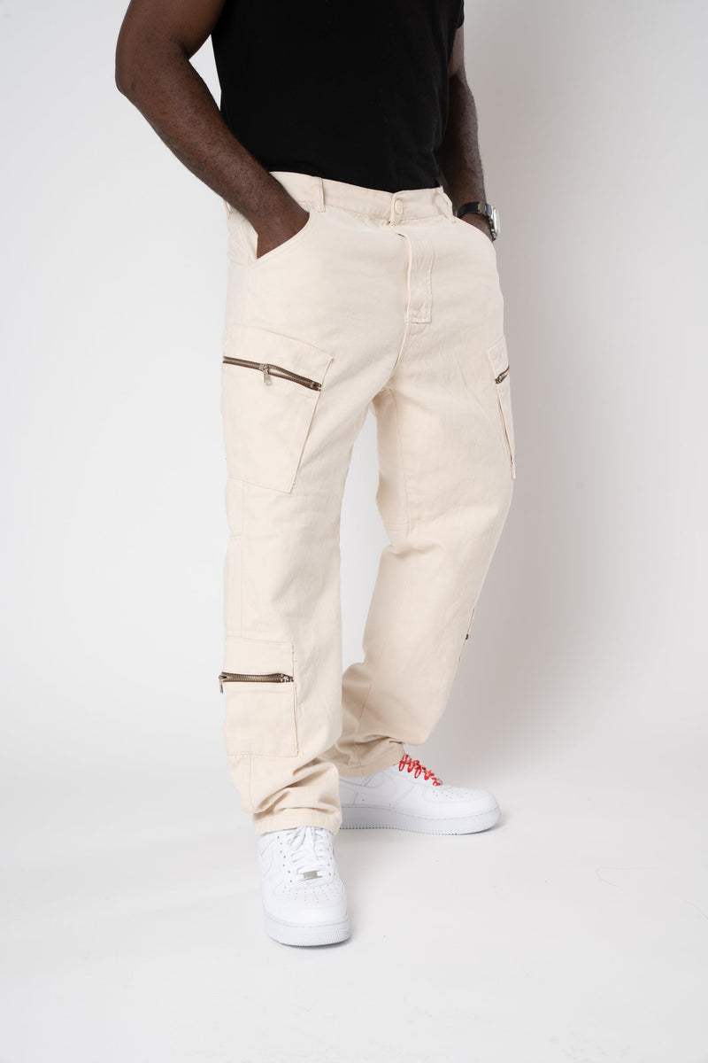 PANTS OVER BEIGE CERNIERA LATERALE