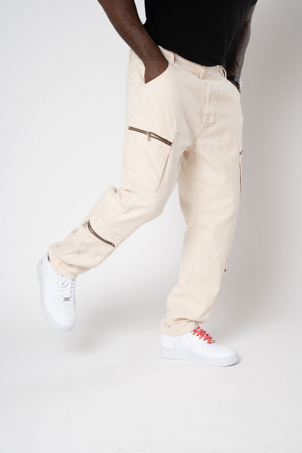 PANTS OVER BEIGE CERNIERA LATERALE