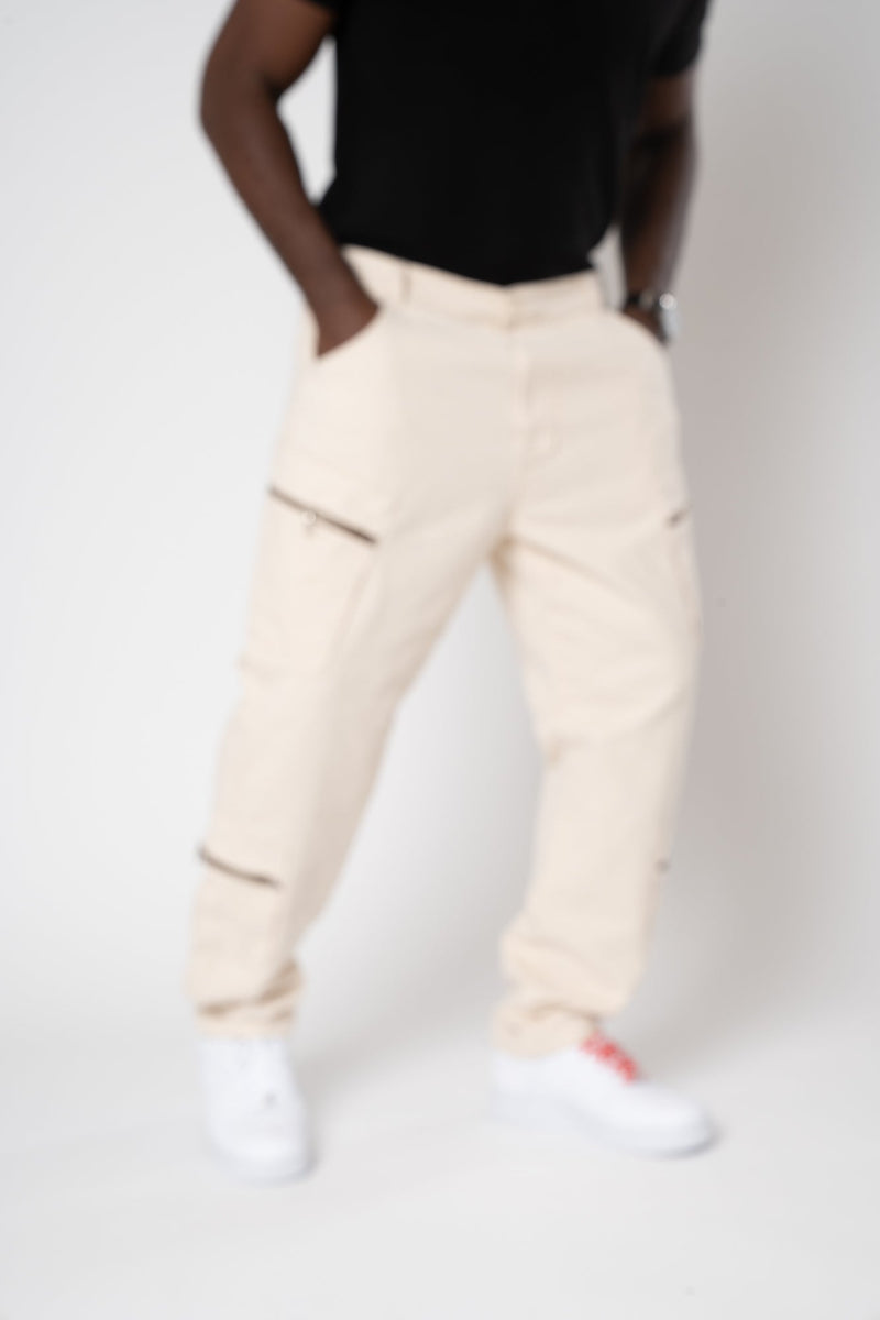 PANTS OVER BEIGE CERNIERA LATERALE