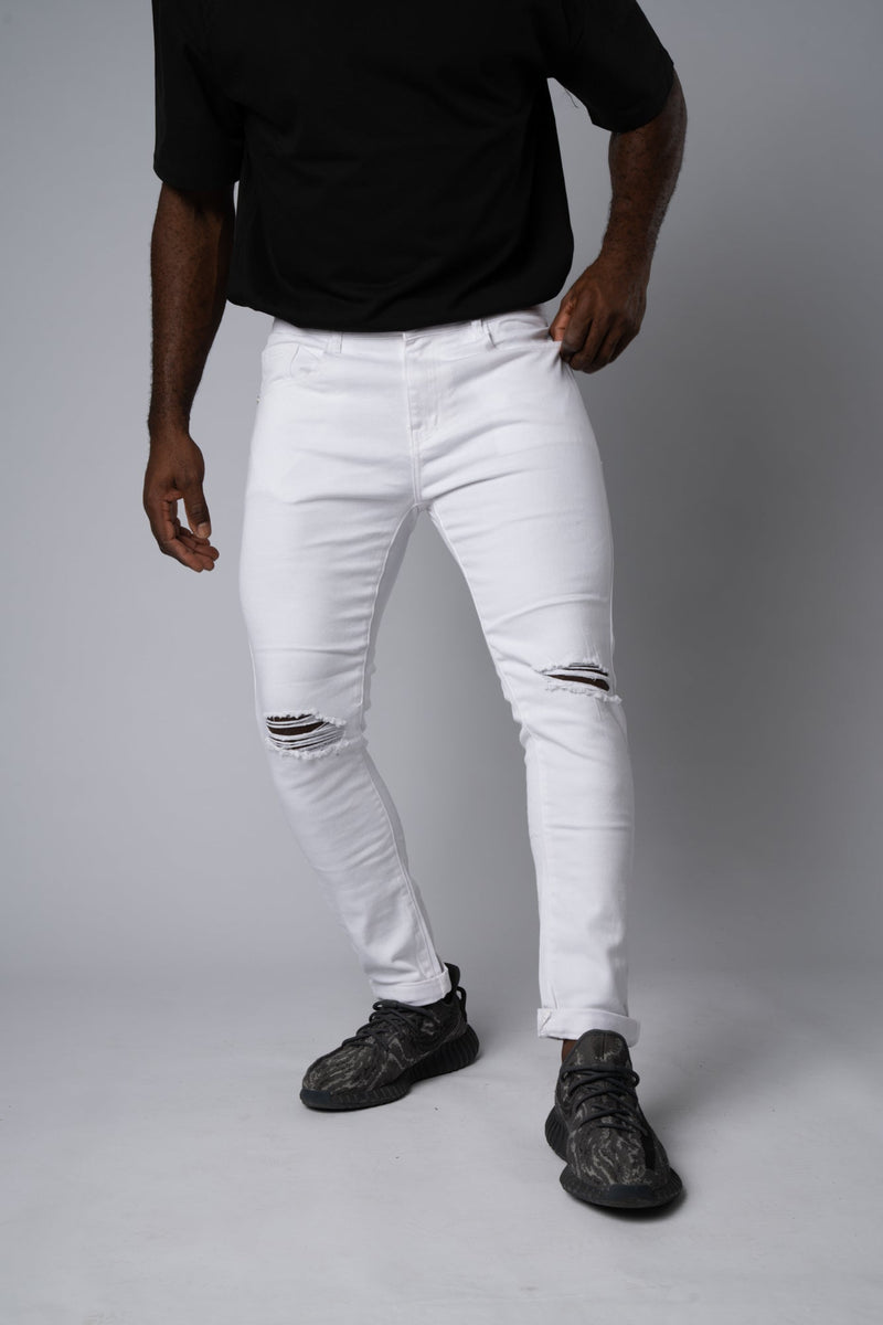 Jeans Strappati al Ginocchio White