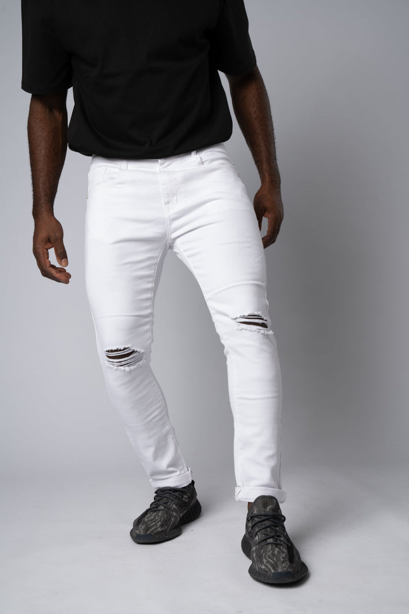 Jeans Strappati al Ginocchio White