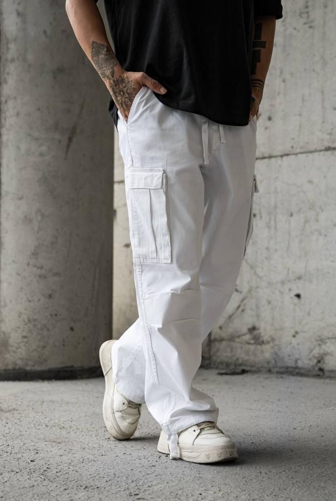 Pantalone Cargo In cotone Tasche laterali White