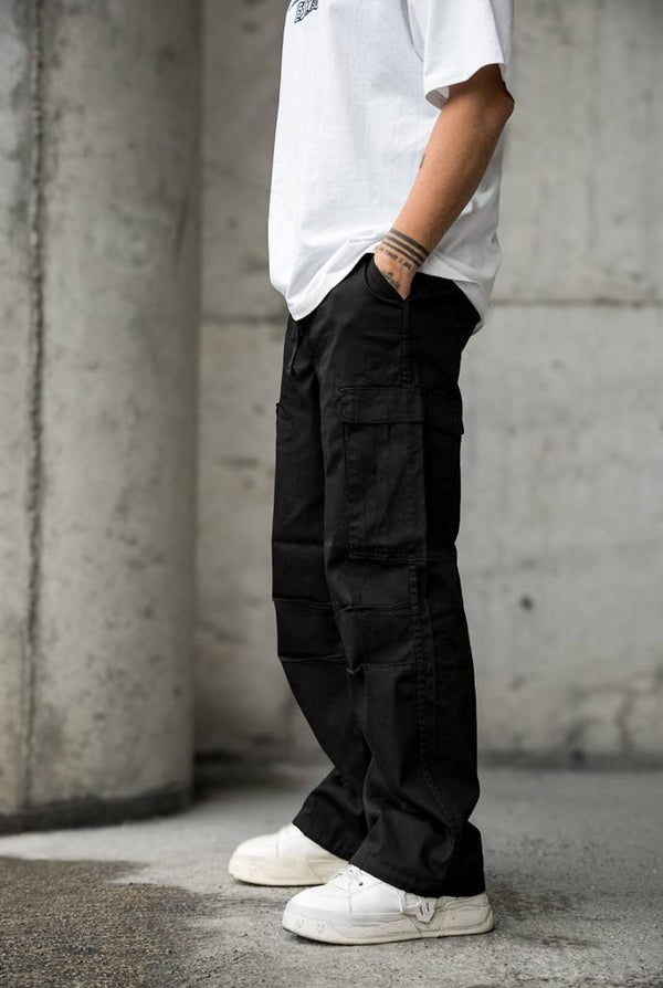 Pantalone Cargo In cotone Tasche laterali Black