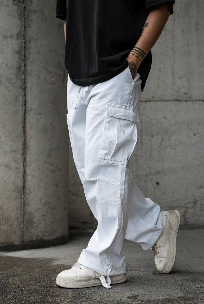 Pantalone Cargo In cotone Tasche laterali White